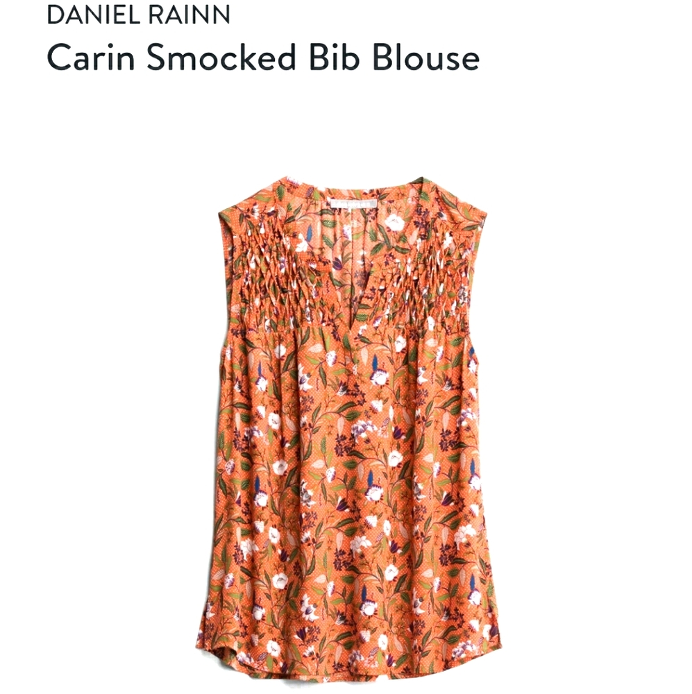 Daniel Rainn Orange Carin Sleeveless Blouse Medium